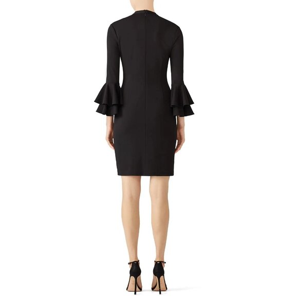 Alexa Admor Dress Evening Formal Black Ties at Neck Ruffled Sleeves Size LARGE - Picture 6 of 11